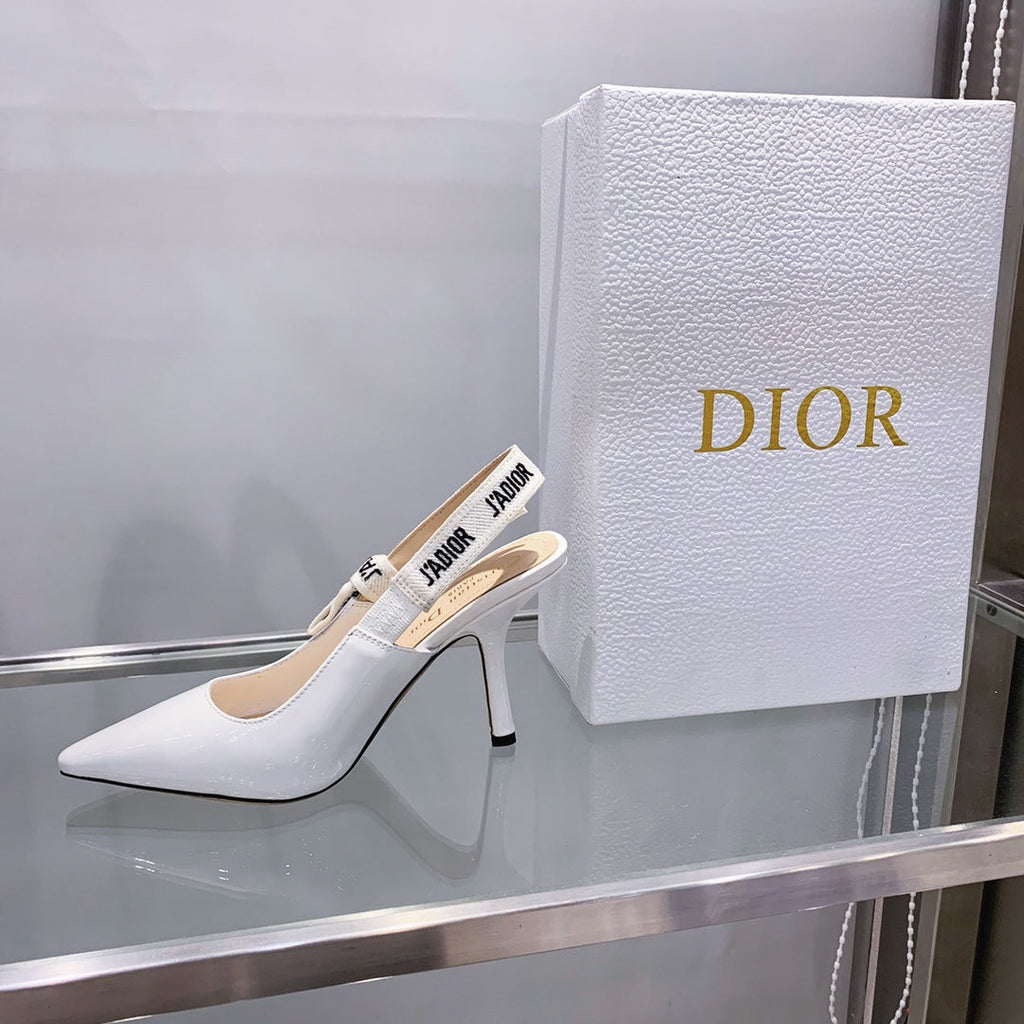 cd slingback pumps 95 white patent calfskin