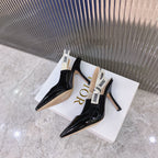 cd slingback pumps 95 black patent calfskin