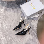 cd slingback pumps 95 black patent calfskin
