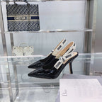 cd slingback pumps 95 black patent calfskin