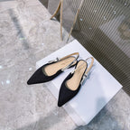 cd slingback flat black embroidery cotton ribbon