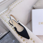 cd slingback flat black embroidery cotton ribbon