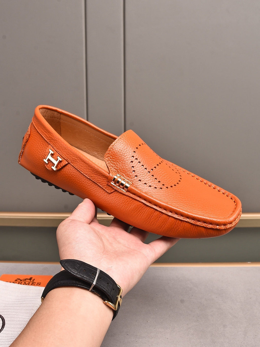 HM Men's Loafer Vibrant Orange Cowhide 509528