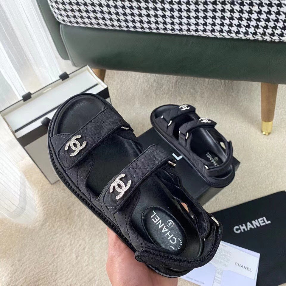 CC 25S Dad Sandal Black Denim Calfskin