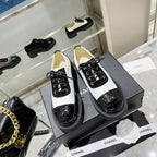 CC Sneaker 45mm Black White Wrinkled Lambskin And Cowhide