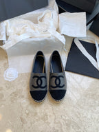 espadrilles dark grey lambskin black velvet