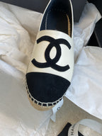 espadrilles white lambskin black velvet