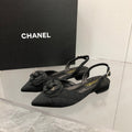 CC 25C 2CM Slingback Flats Black Fabric 213238
