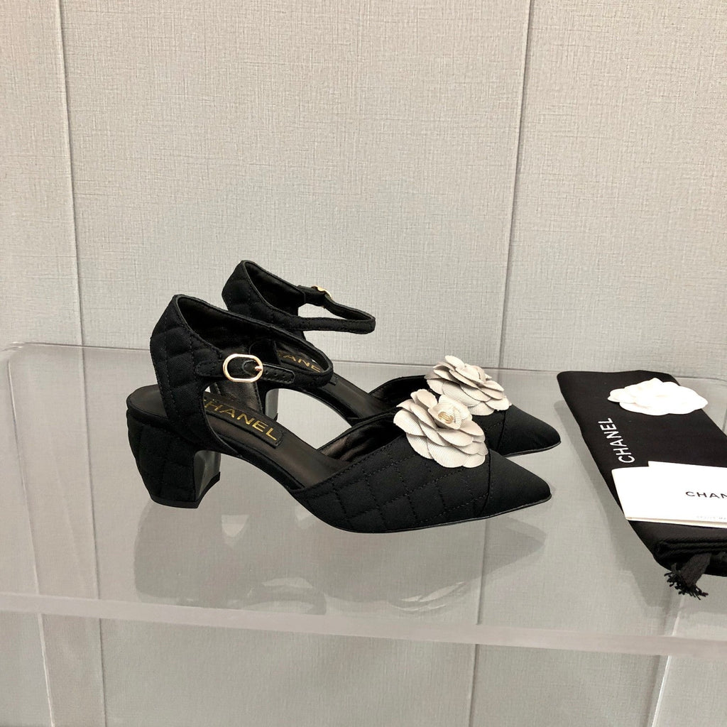 CC 25C 5CM Slingback Flats Black White Fabric 213240