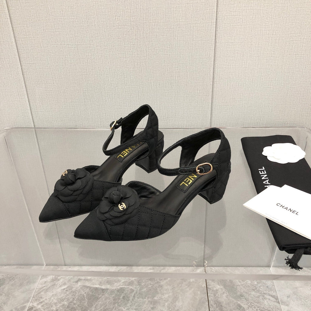 CC 25C 5CM Slingback Flats Black Fabric 213241