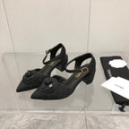 CC 25C 5CM Slingback Flats Black Fabric 213241