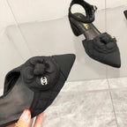 CC 25C 5CM Slingback Flats Black Fabric 213241