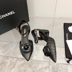 CC 25C 5CM Slingback Flats Black Leather 213242