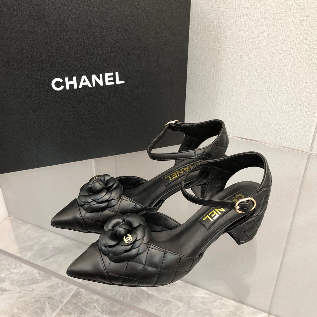 CC 25C 5CM Slingback Flats Black Leather 213242