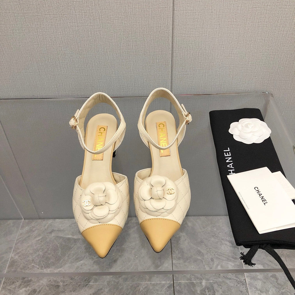CC 25C 5CM Slingback Flats White Leather 213244