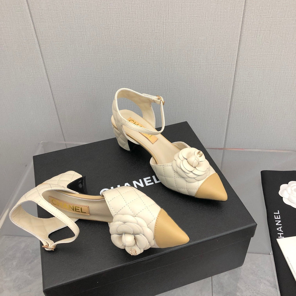 CC 25C 5CM Slingback Flats White Leather 213244