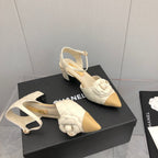 CC 25C 5CM Slingback Flats White Leather 213244