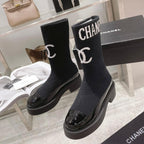 CC Short Boots 45mm Black Stretch Wool And Cowhide
