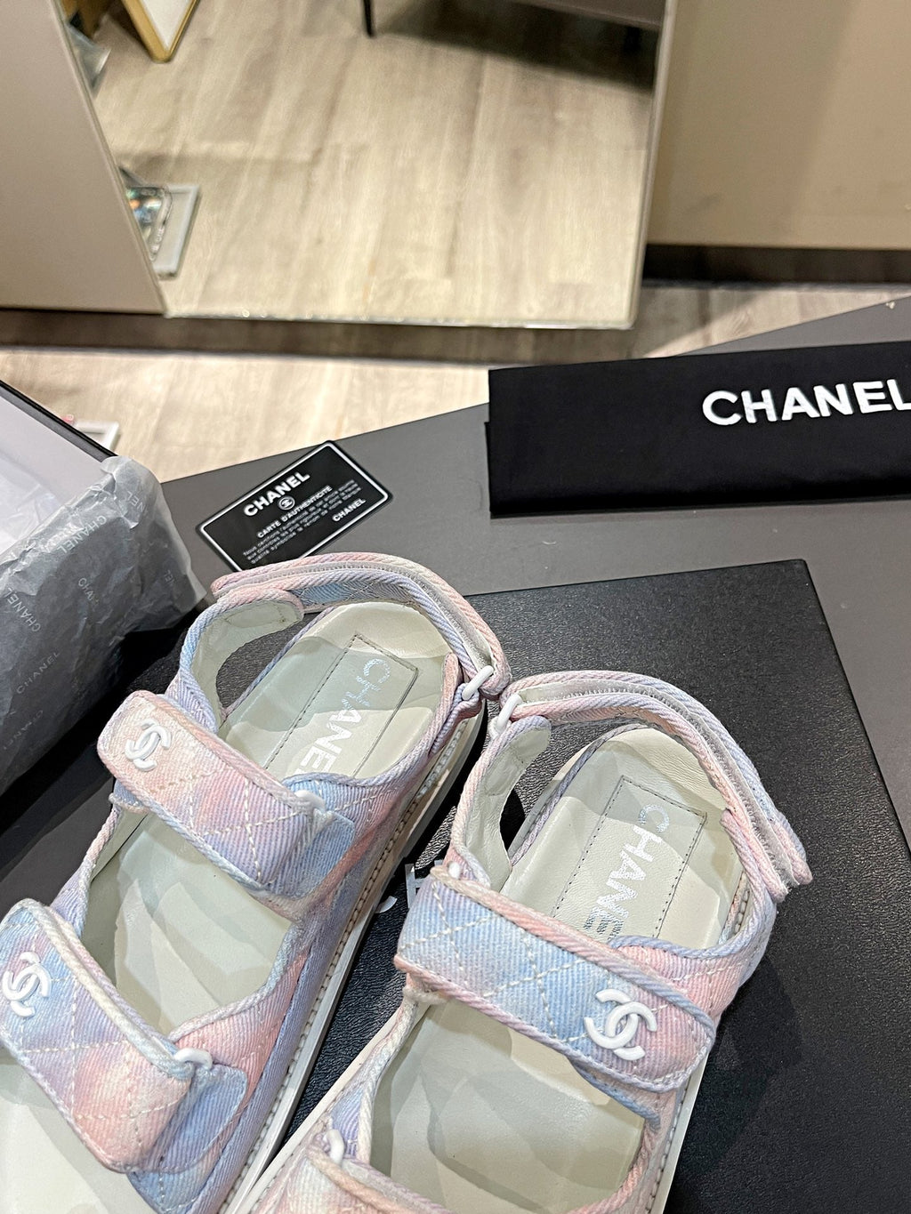 CC Dad Sandal Multicolor Denim Cream Calfskin