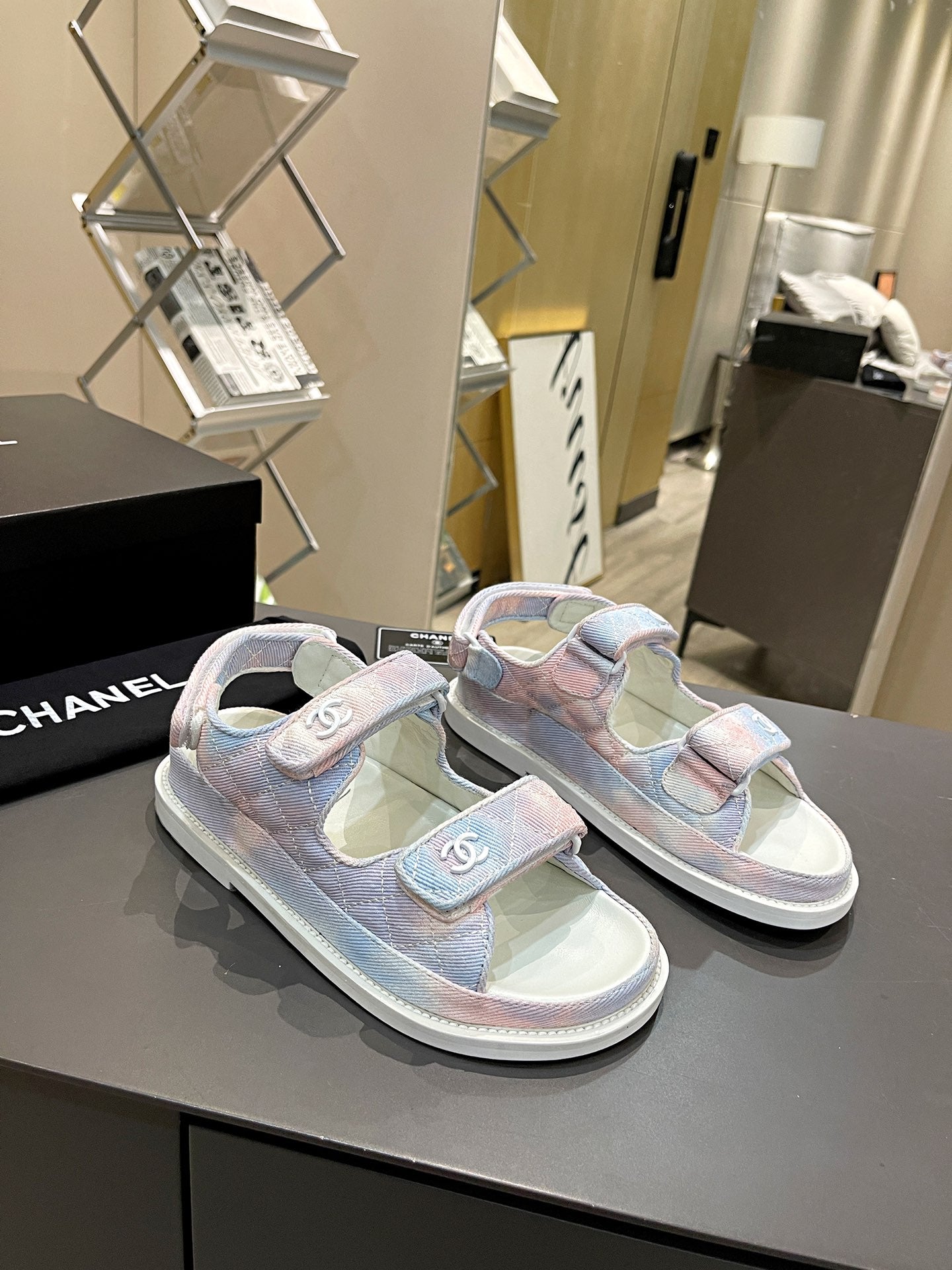 CC Dad Sandal Multicolor Denim Cream Calfskin