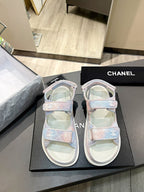 CC Dad Sandal Multicolor Denim Cream Calfskin