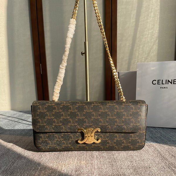 CHAIN SHOULDER BAG CLAUDE 33 IN BLACK TRIOMPHE CANVAS GOLD HARDWARE