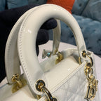 medium lady 24 white lambskin