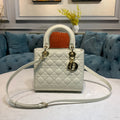 medium lady 24 white lambskin
