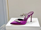 Manolo Mules Crystal Purple Silk Satin 219385