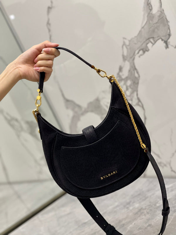 BVL Serpenti Ellipse Crossbody Bag 25cm Black Lambskin GHW 188344