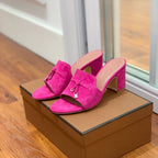 Summer Charms Mules 80 Hot Pink Suede Pink Lambskin