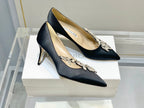 Manolo Women's Nadira Pumps 70 Black Satin
