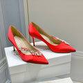 Manolo Women's Nadira Pumps 70 Light Red Satin