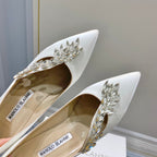 Manolo Women's Nadira Pumps 70 White Satin