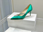 Manolo Women's Nadira Pumps 70 Green Satin