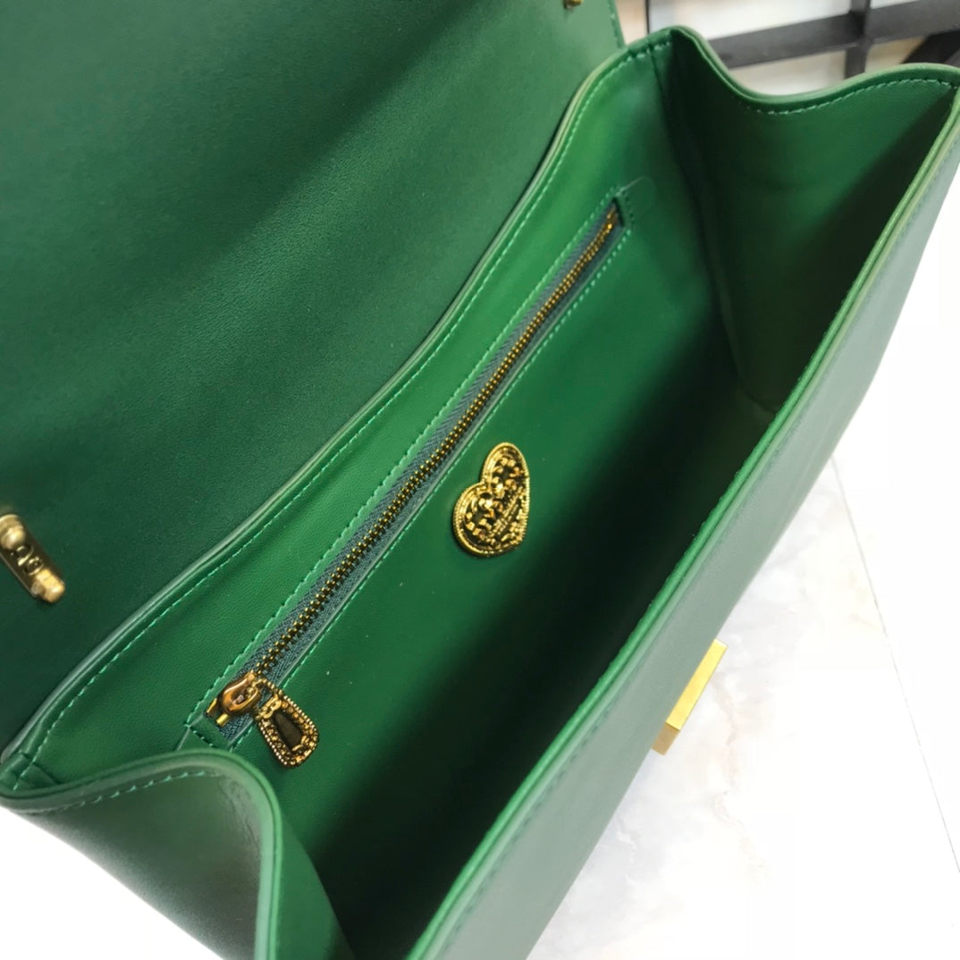 large devotion 26 shouder bag dark green cafskin