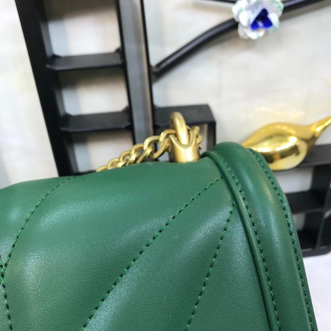 large devotion 26 shouder bag dark green cafskin