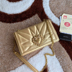 large devotion 26 shouder bag gold metalic cafskin