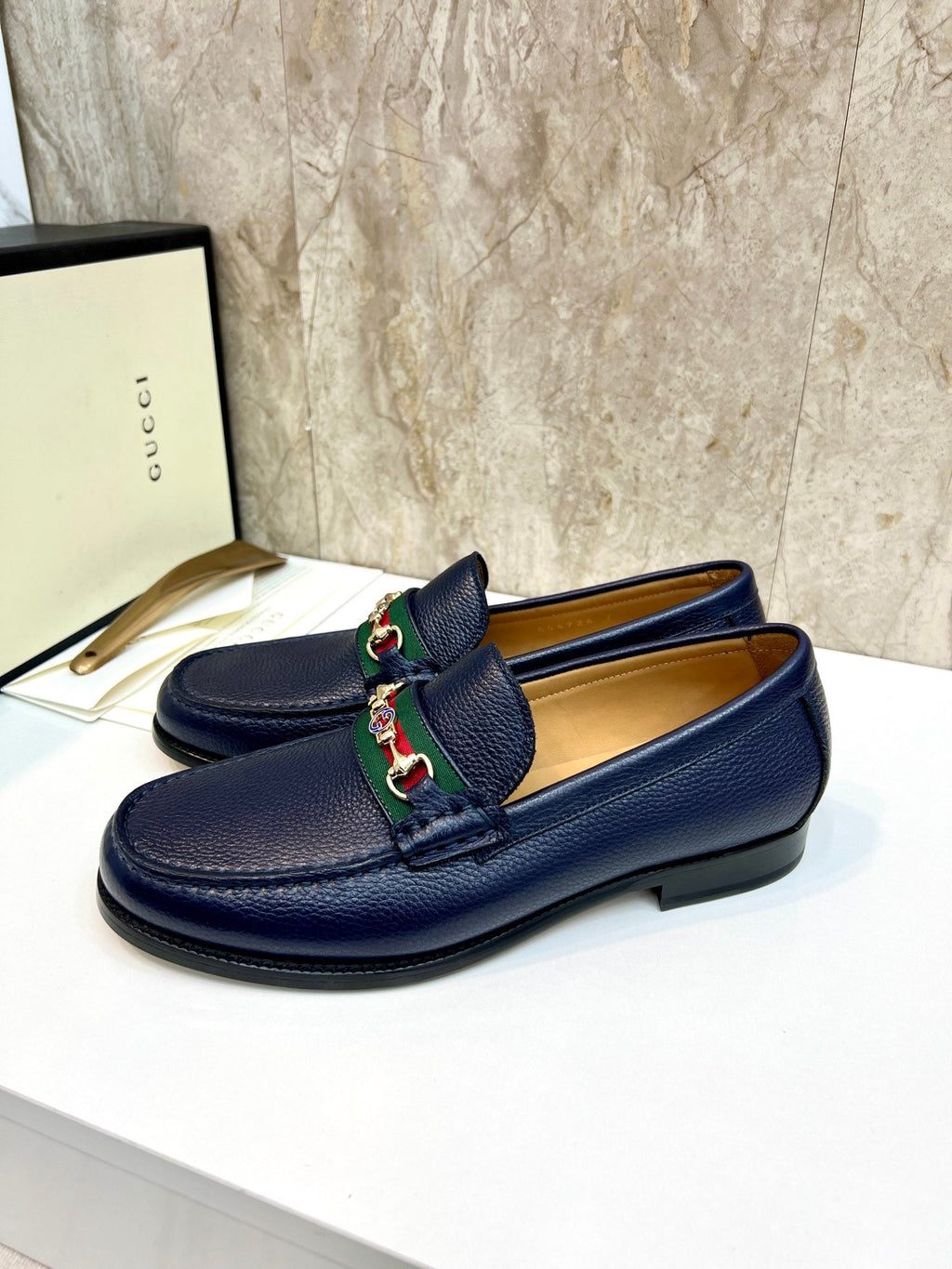 GG Men's Loafer Blue Water-Dyed Cowhide 522526
