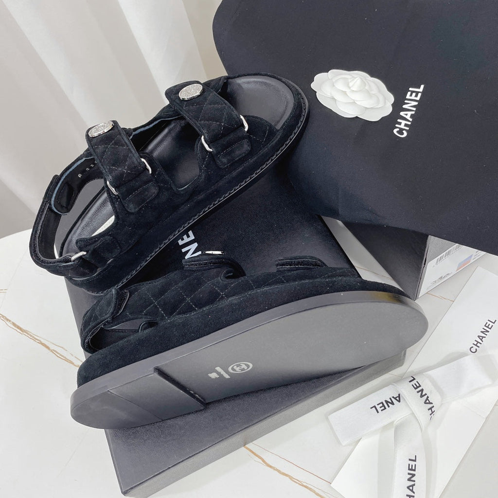 CC Dad Sandal Black Suede Leather 742947