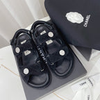 CC Dad Sandal Black Suede Leather 742947