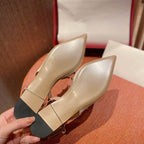 Rockstud Slingback Ballerina Flats White Leather