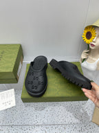 GG PLATFORM PERFORATED G SANDAL BLACK IP FOAM