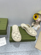 GG PLATFORM PERFORATED G SANDAL CREAM IP FOAM