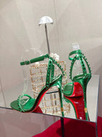 CL Spiked Strap Sandals Dark Green Metallic 346014