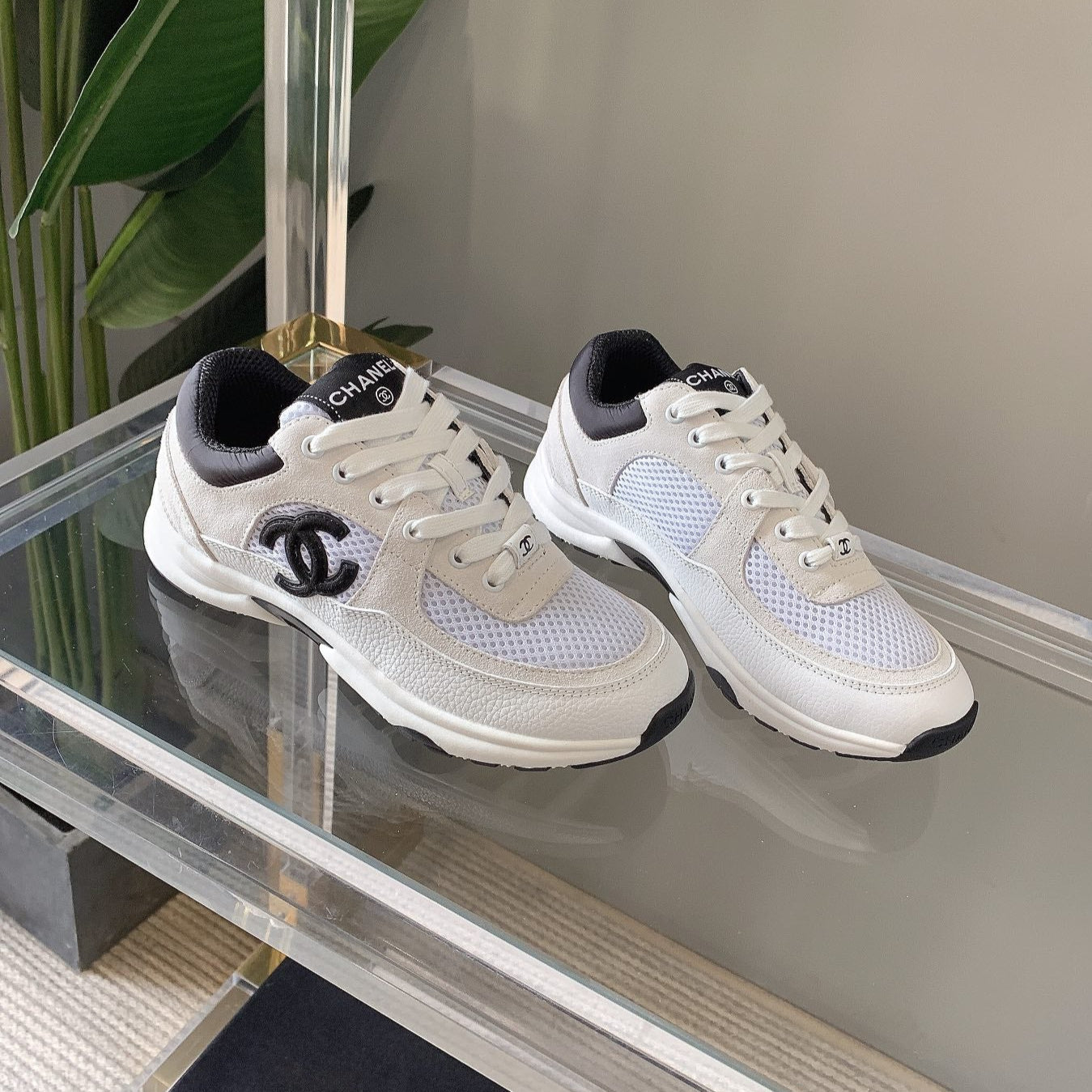 CC Sneaker In White Mesh Fabric 145612