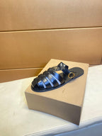 GG Men's Sandals Black Cowhide