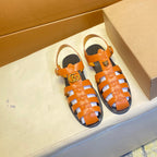 GG Men's Sandals Orange Cowhide 743279
