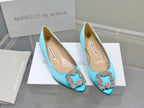 Manolo Diamond Buckle Pumps Electric Silk 327503