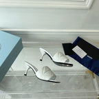 PRA QUILTED HIGH HEELS SANDALS 65 WHITE LAMBSKIN